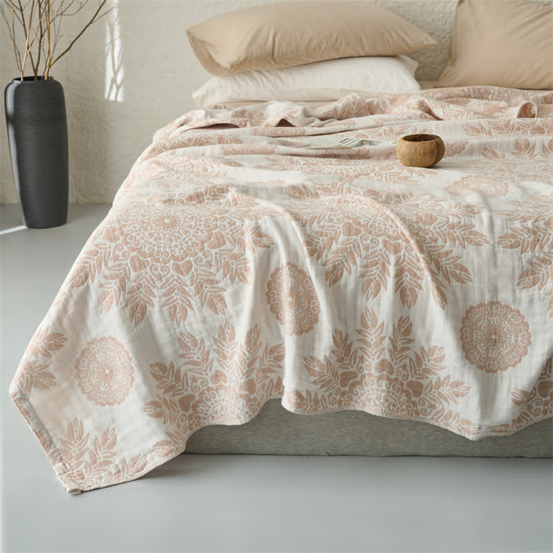 Vintage Floral Cotton Muslin Blanket Quilt