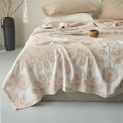 Vintage Floral Cotton Muslin Blanket Quilt