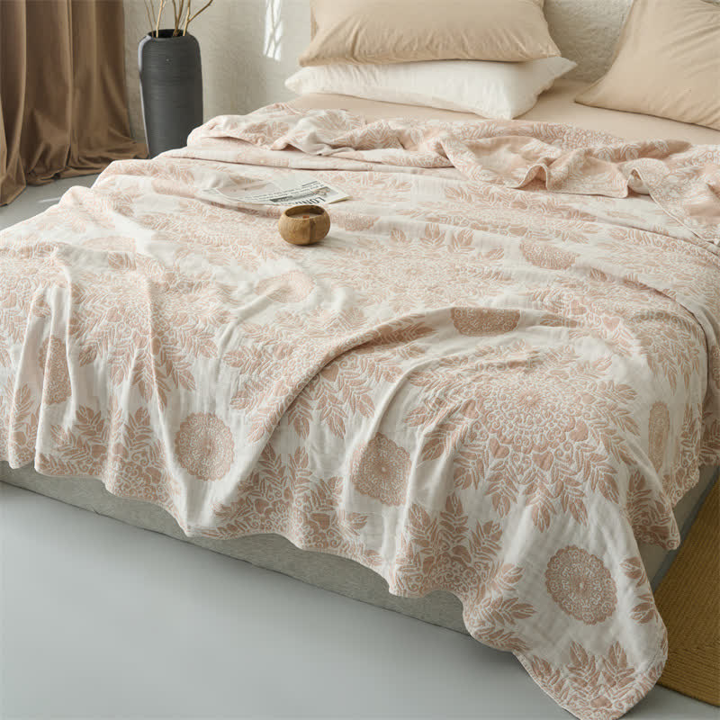 Vintage Floral Cotton Muslin Blanket Quilt
