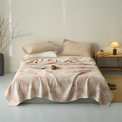 Vintage Damask Cotton 3-Layer Muslin Throw Quilt