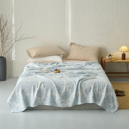 Vintage Floral Cotton Muslin Blanket Quilt