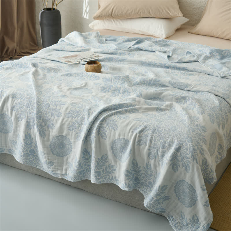 Vintage Floral Cotton Muslin Blanket Quilt
