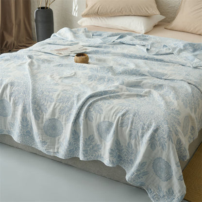 Vintage Floral Cotton Muslin Blanket Quilt
