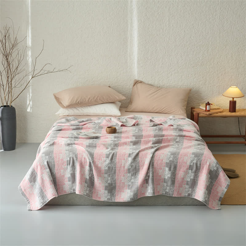 Geometric Cotton Muslin Reversible Blanket Quilt