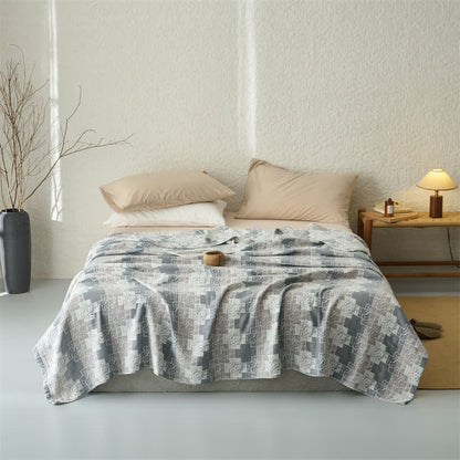 Geometric Cotton Muslin Reversible Blanket Quilt