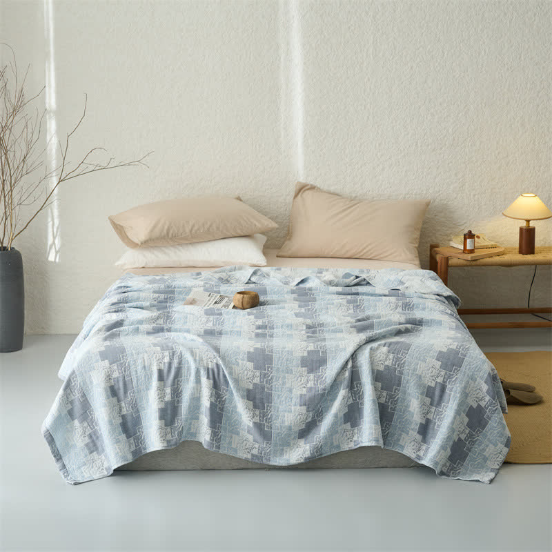 Geometric Cotton Muslin Reversible Blanket Quilt