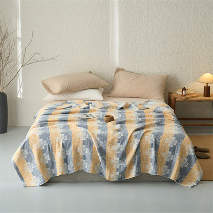 Geometric Cotton Muslin Reversible Blanket Quilt