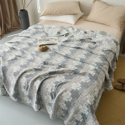 Geometric Cotton Muslin Reversible Blanket Quilt