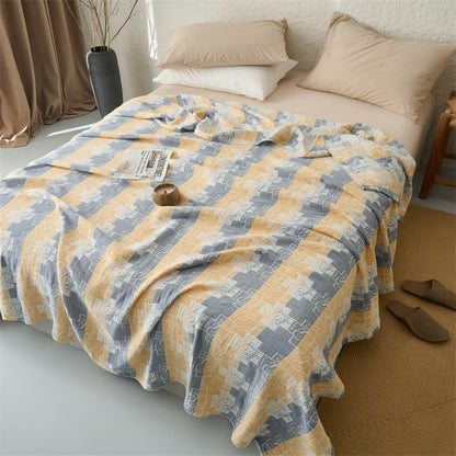 Geometric Cotton Muslin Reversible Blanket Quilt
