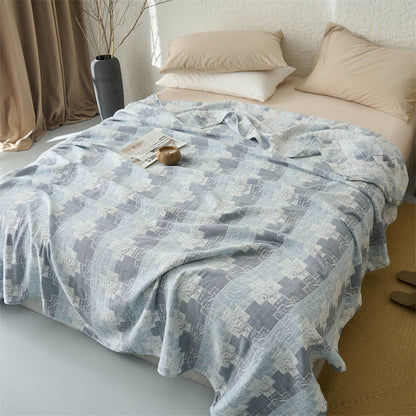 Geometric Cotton Muslin Reversible Blanket Quilt
