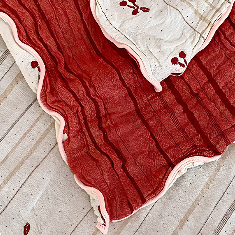 Cherry Stripe Red Trim Washed Cotton Bedding Set