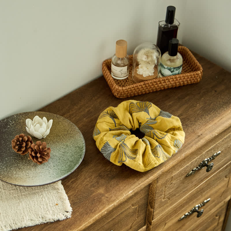 Ginkgo Print Scrunchies Set of 3