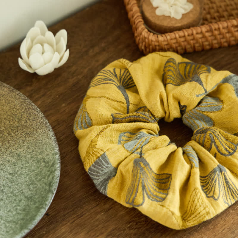 Ginkgo Print Scrunchies Set of 3