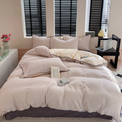 Stripe Scalloped Edge Washed Cotton Bedding Set