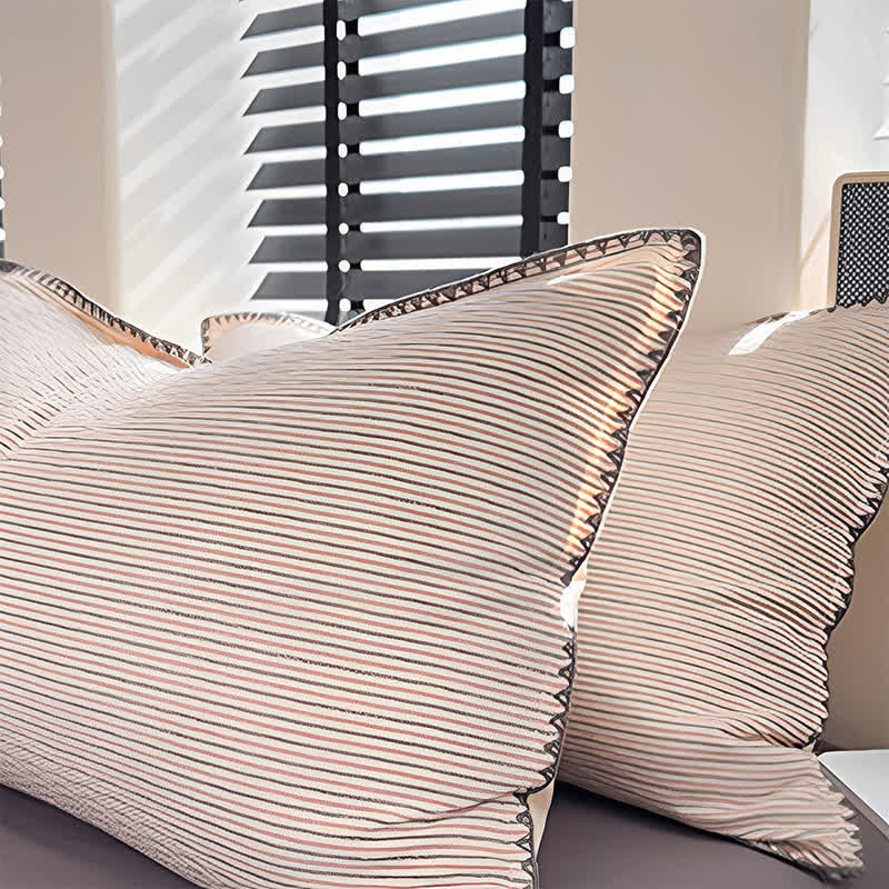 Stripe Scalloped Edge Washed Cotton Bedding Set