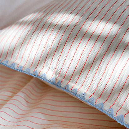 Stripe Scalloped Edge Washed Cotton Bedding Set