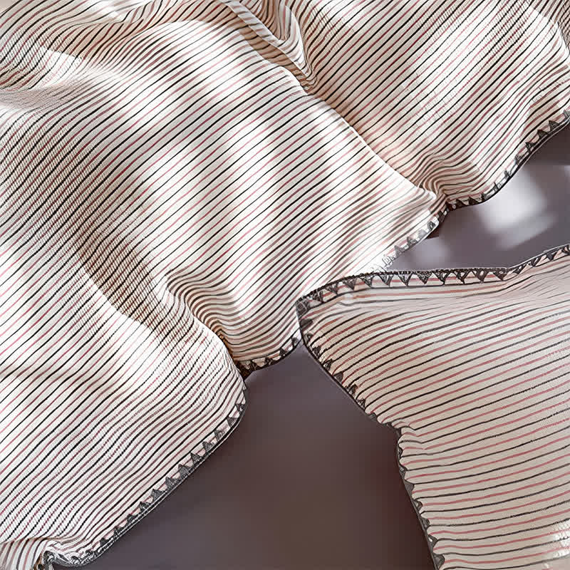 Stripe Scalloped Edge Washed Cotton Bedding Set
