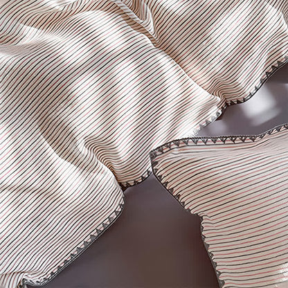 Stripe Scalloped Edge Washed Cotton Bedding Set