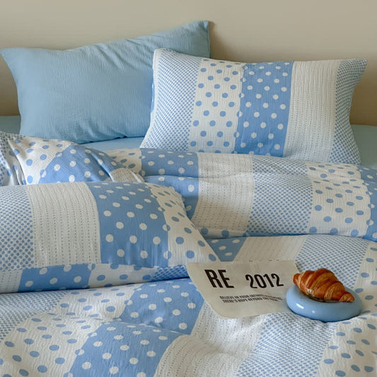 Patchwork Polka Dot Double Gauze Bedding Set