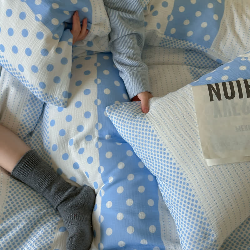 Patchwork Polka Dot Double Gauze Bedding Set