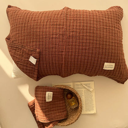 Vintage Grid Double Gauze Cotton Pillow Cover