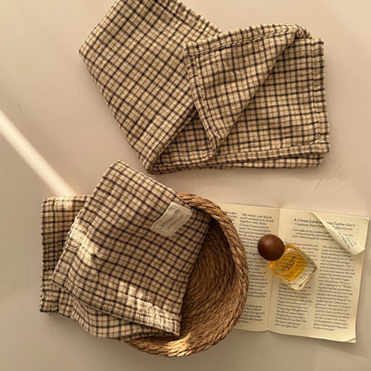 Vintage Grid Double Gauze Cotton Pillow Cover