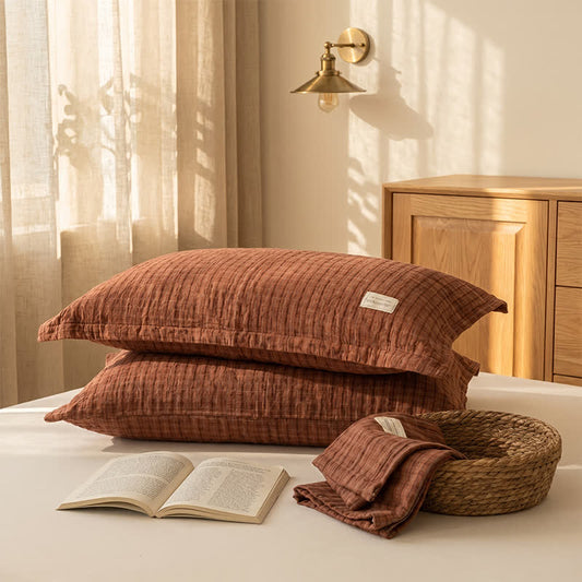 Vintage Grid Double Gauze Cotton Pillow Cover 100% Cotton 20x30 Inch Accent Décor bed bedding Bedroom Decor Breathable Fabric Cotton Giftable Set Home Textile Independence Day Living Room Decor Modern Minimalist newin260622 Pillow Case Pillow Cover Pillowcase Plaid Pattern Reactive Dyed Rectangular Cushion Cover Sofa Accent Soft Touch Woven Fabric Yarn-Dyed
