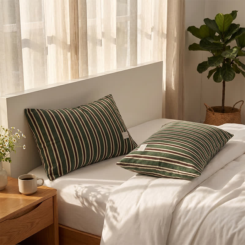 Vintage Stripe Woven Gauze Cotton Pillow Cover