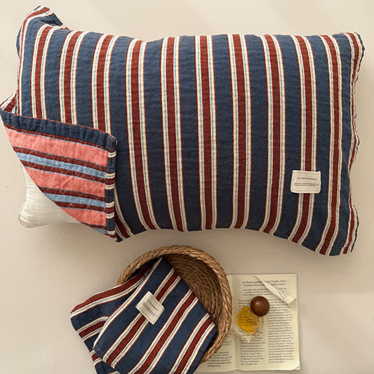 Vintage Stripe Woven Gauze Cotton Pillow Cover 100% Cotton 2-Piece Set 20x30 Inch bed bedding Bedroom Decor Blue Stripe Breathable Cotton Green Stripe Home Decor Independence Day Living Room Decor Modern Minimalist newin260622 Pillow Case Pillow Cover Pillowcase Plaid Rectangular Retro Single Pack Sofa Accent Striped Woven Fabric Yarn-Dyed