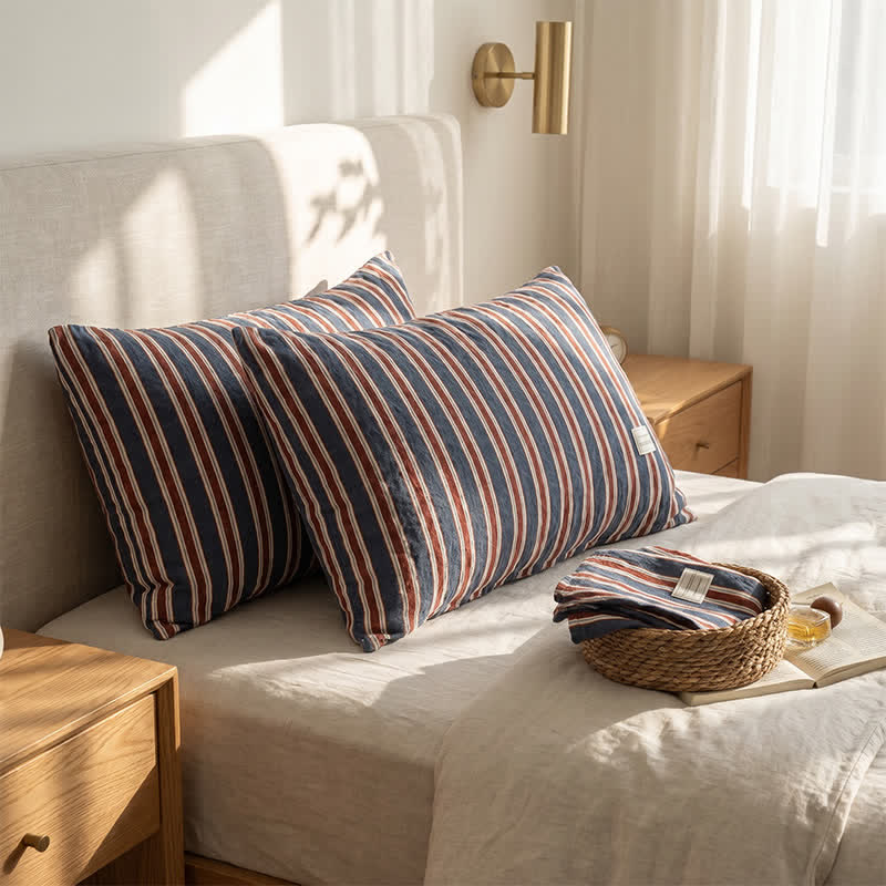 Vintage Stripe Woven Gauze Cotton Pillow Cover