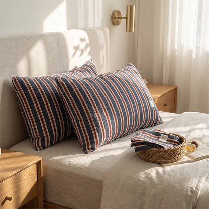 Vintage Stripe Woven Gauze Cotton Pillow Cover