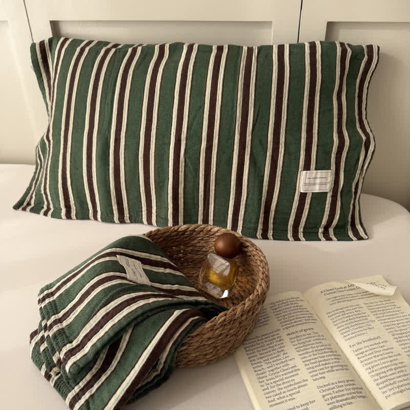 Vintage Stripe Woven Gauze Cotton Pillow Cover