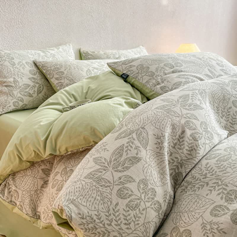 Botanical Whisper Washed Cotton Jacquard Bedding Set