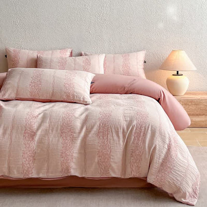 Washed Cotton Jacquard Botanical Bedding Set