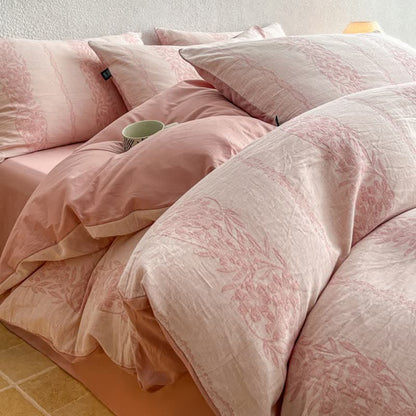 Washed Cotton Jacquard Botanical Bedding Set