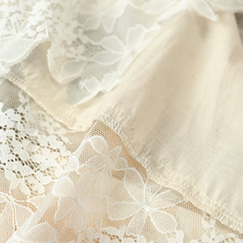 Beige Floral Lace Cami Lounge Set