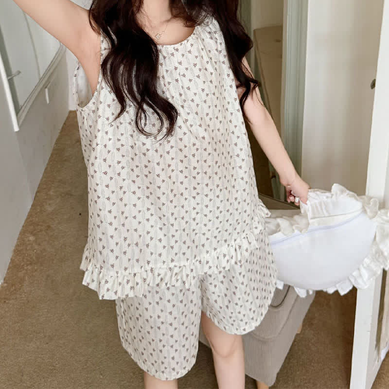 Sweet Cotton Sleeveless Loungewear Set