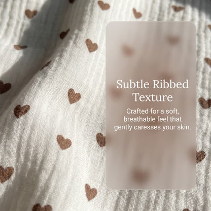 Apricot Heart Print Cotton Loungewear Set