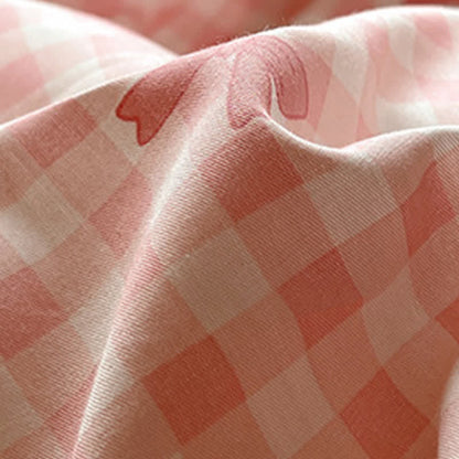Soft Washed Cotton Bow Plaid Bedding Set
