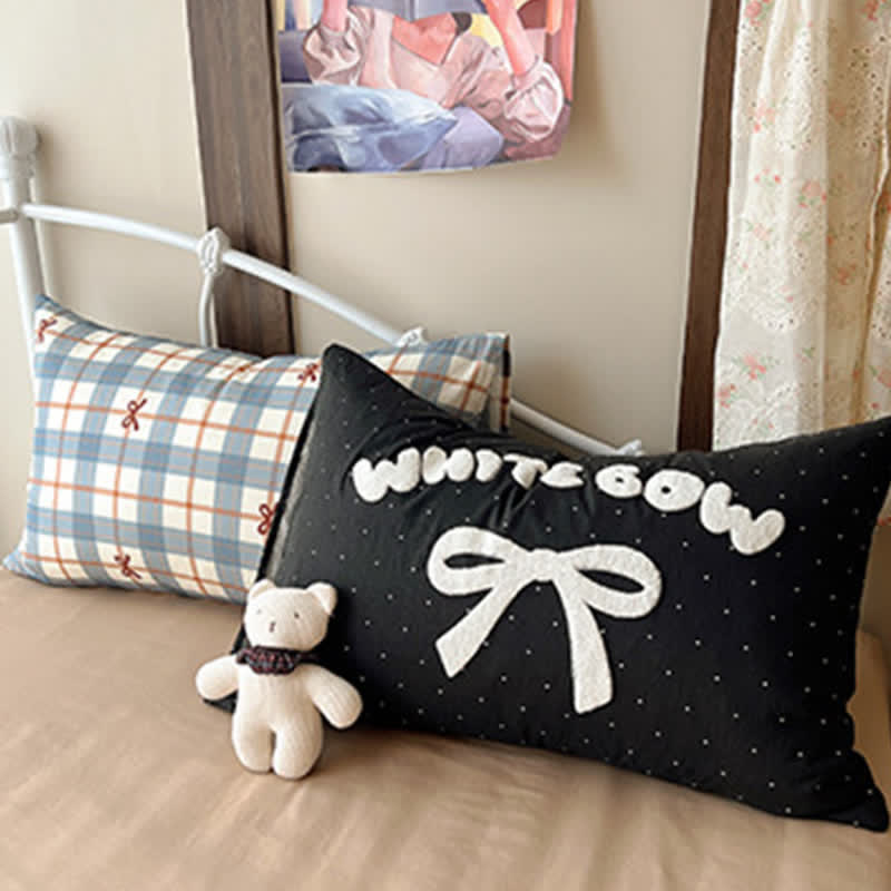 Soft Washed Cotton Bow Plaid Bedding Set