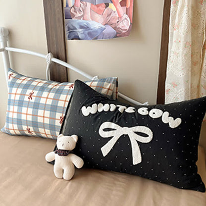 Soft Washed Cotton Bow Plaid Bedding Set