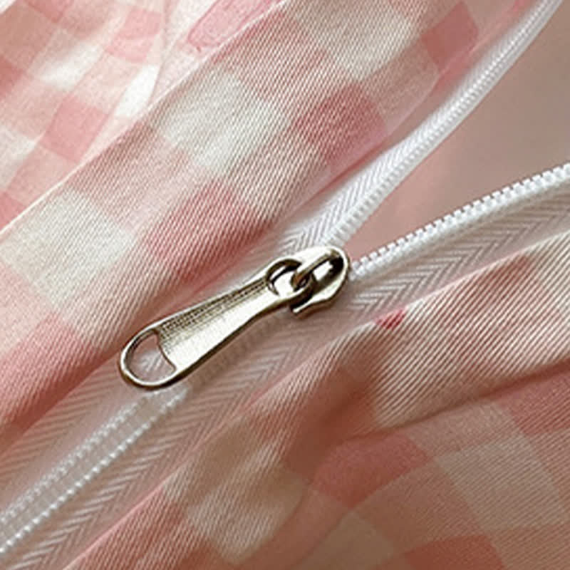 Soft Washed Cotton Bow Plaid Bedding Set