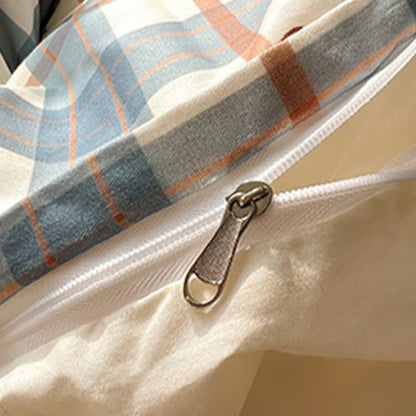 Soft Washed Cotton Bow Plaid Bedding Set