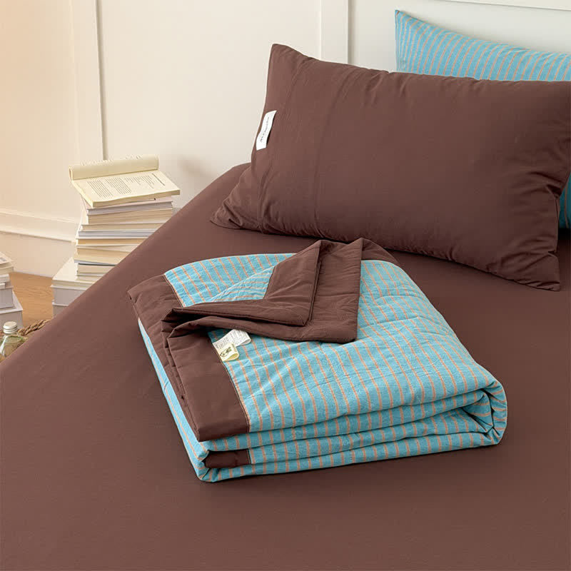 Cozy Farmhouse Cotton Two-Tone Striped Bedding Set