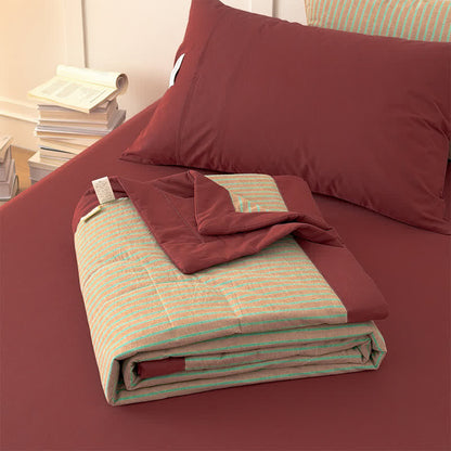 Cozy Farmhouse Cotton Two-Tone Striped Bedding Set