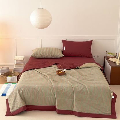 Cozy Farmhouse Cotton Two-Tone Striped Bedding Set