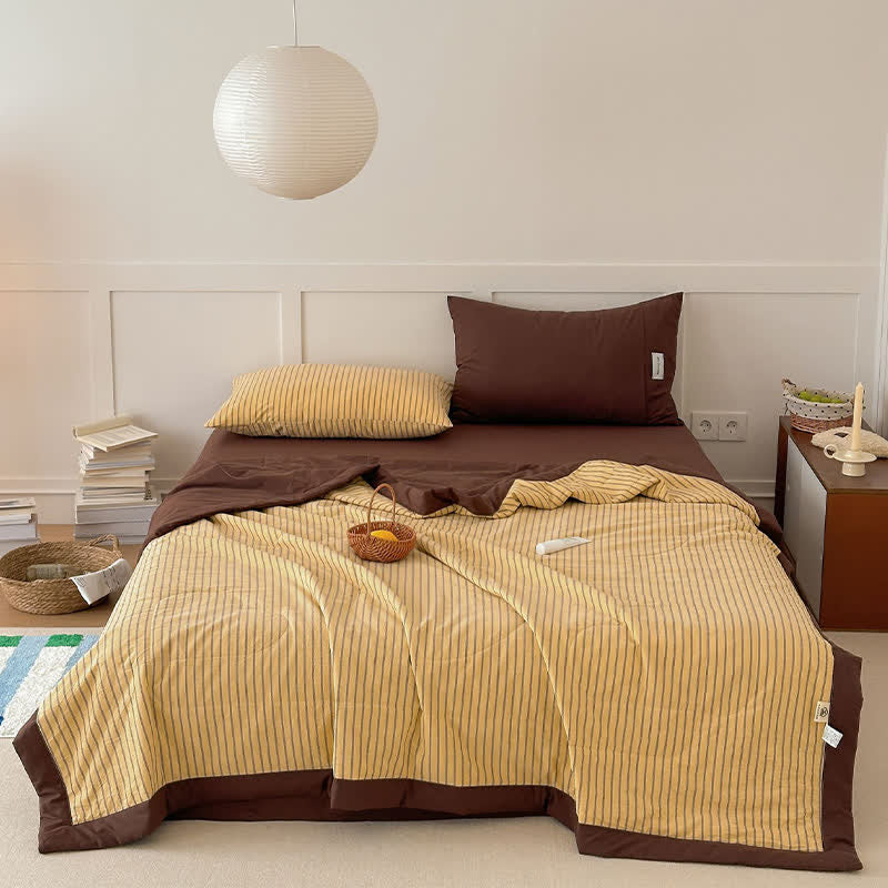 Cozy Farmhouse Cotton Two-Tone Striped Bedding Set