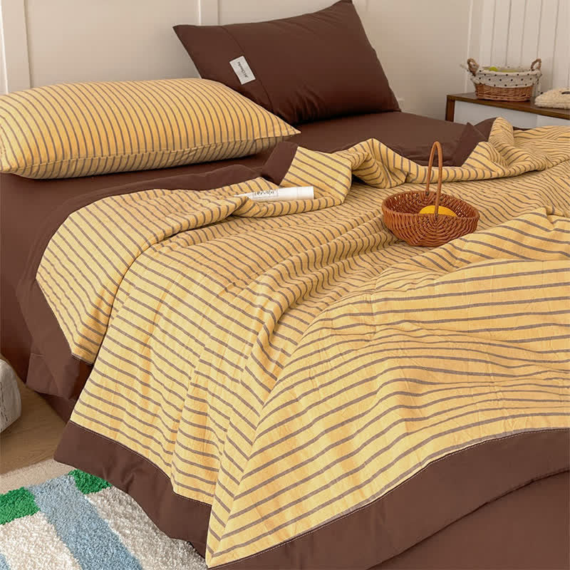 Cozy Farmhouse Cotton Two-Tone Striped Bedding Set