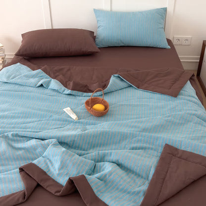 Cozy Farmhouse Cotton Two-Tone Striped Bedding Set