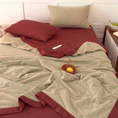 Cozy Farmhouse Cotton Two-Tone Striped Bedding Set